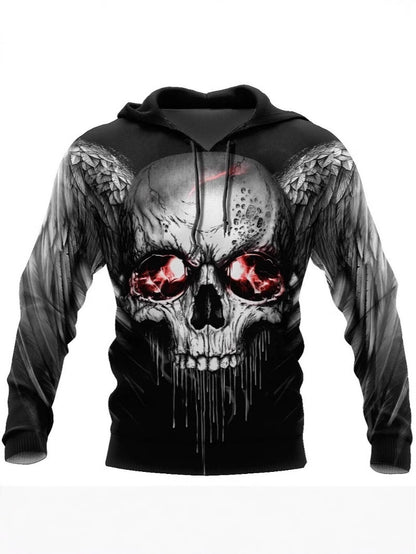 Fashion Men's Gothic Style 3D Skull Print Hoodie