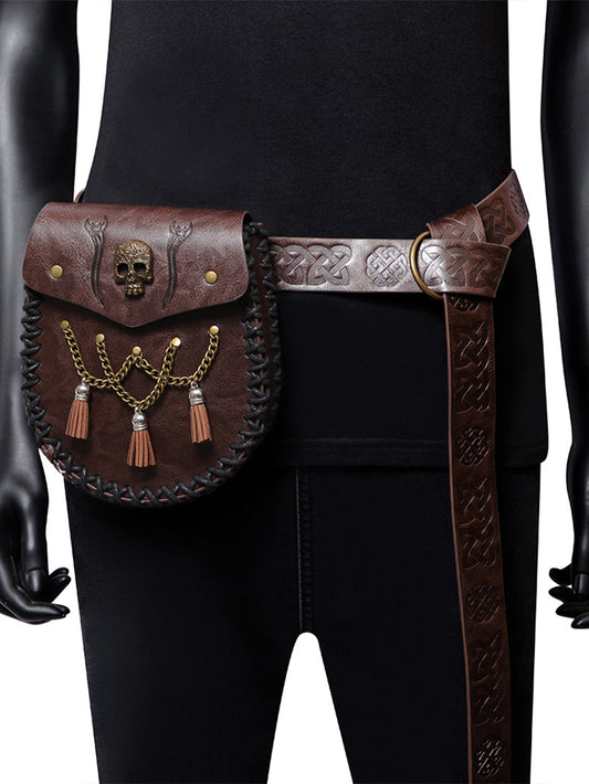 Skull Chain Belt Embossed Coin Purse Belt Bag