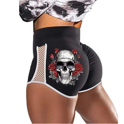 Sunglasses Skull Rose Low-Rise Track Shorts