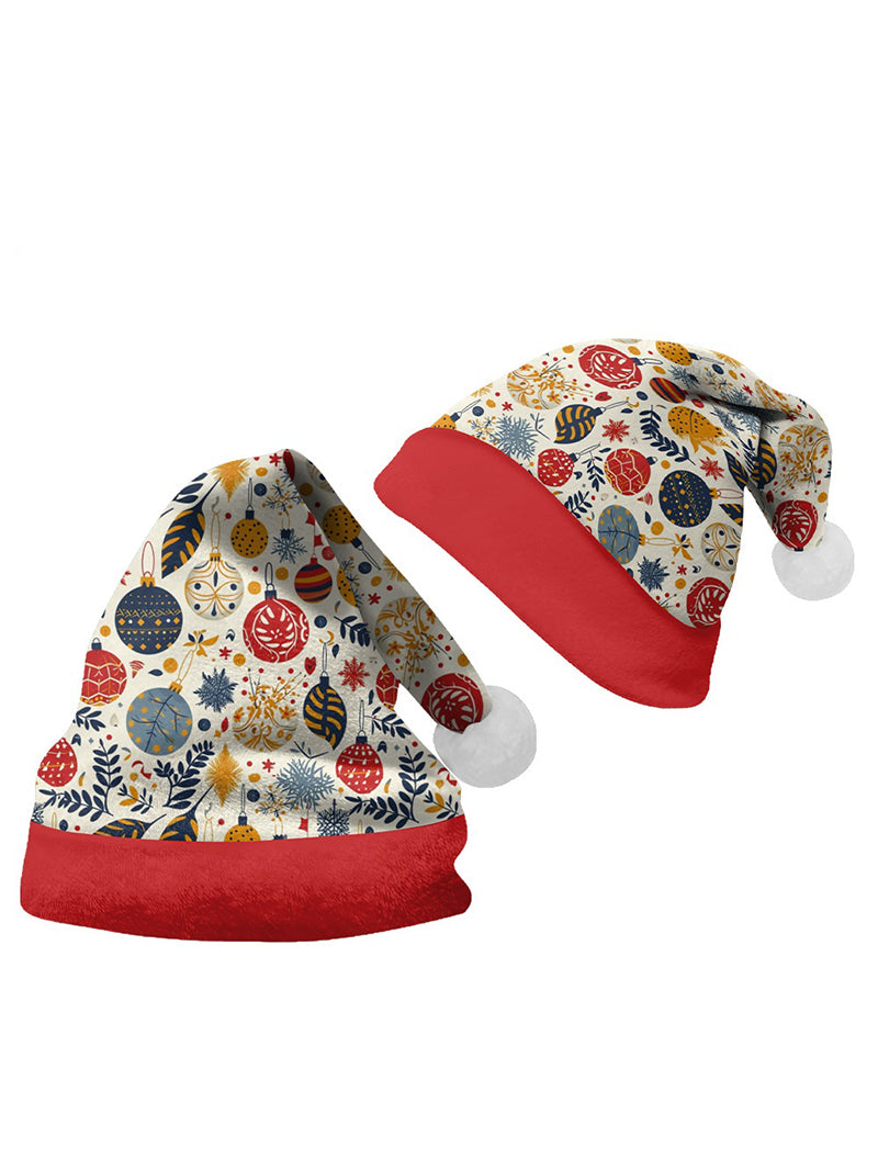 Christmas Multi-Pattern 3D Printed Cartoon Plush Christmas Hat