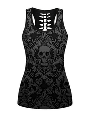 Sexy Gothic Skull Print Casual Hollow Vest
