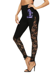 Butterfly Print Lace Patchwork Sexy Sports Leggings