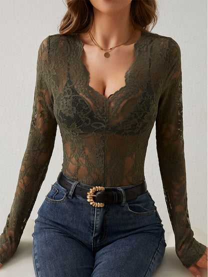 Sexy Floral Lace Tight Top