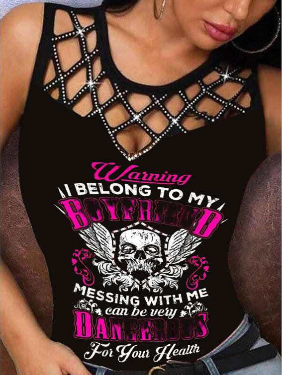 Gothic Skull Printed Tank Top