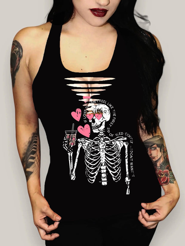 Skeleton Love Printed Sexy Vest