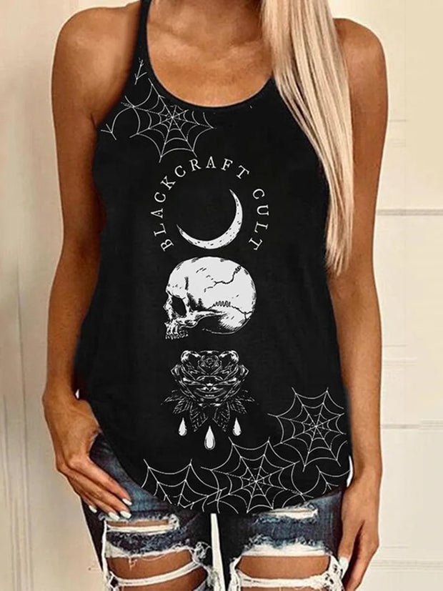 Witch Gift Black Craft Cult Black And White Cross Retro Art Tank Top