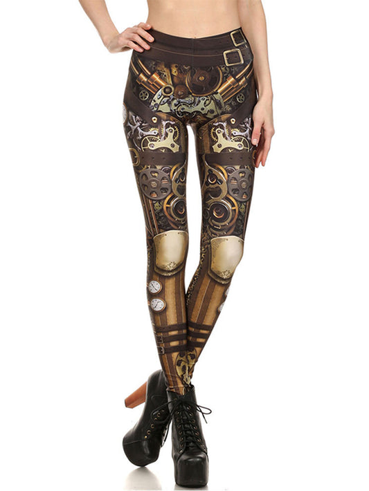 Mechanical Antique Printed Stretch Leggings