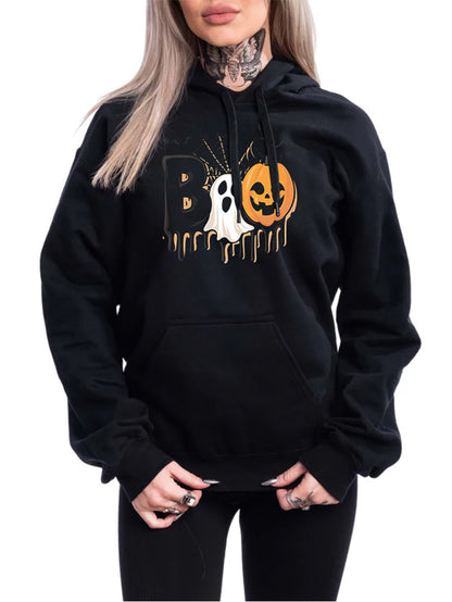 Halloween Women Ghost Pumpkin Cartoon Print Hoodie