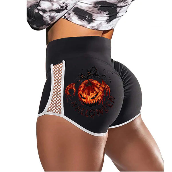 Halloween Evil Pumpkin Low-Rise Track Shorts