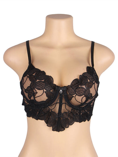 Sexy plus Size Lace Embroidered Mesh Bra