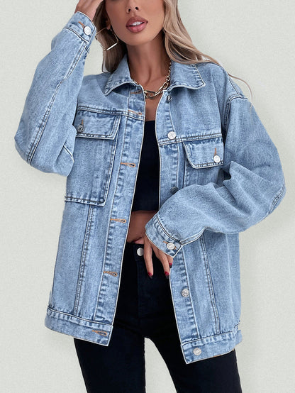 Large Pockets Loose Denim Jacket