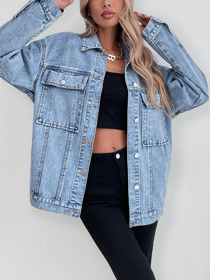 Large Pockets Loose Denim Jacket