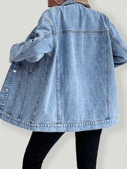 Large Pockets Loose Denim Jacket