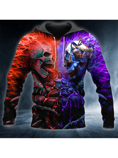 Men's Rock Skull Showdown Print Hoodie