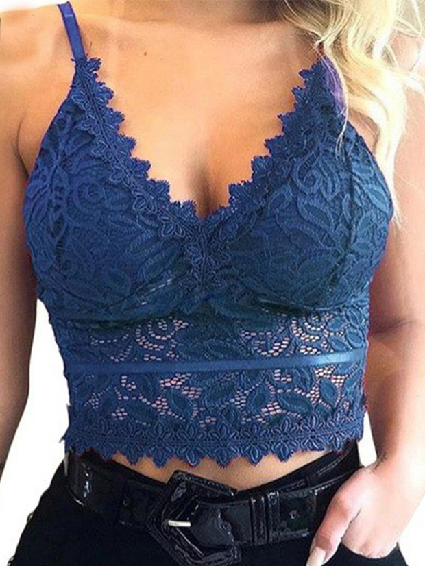 Sexy Hollow out Lace Thin Strap Triangle Cup Backless Bra
