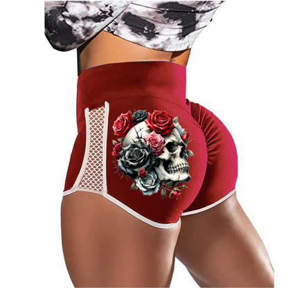 Every Rose Has Its Thorn Skull Low-Rise Track Shorts