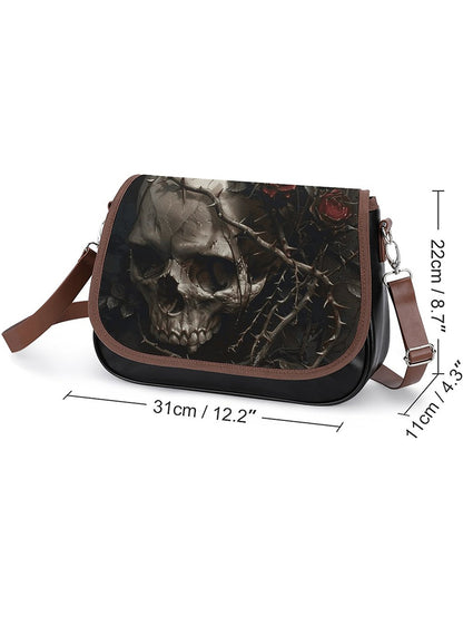 Women's Fashion Skull Print Leather Haversack