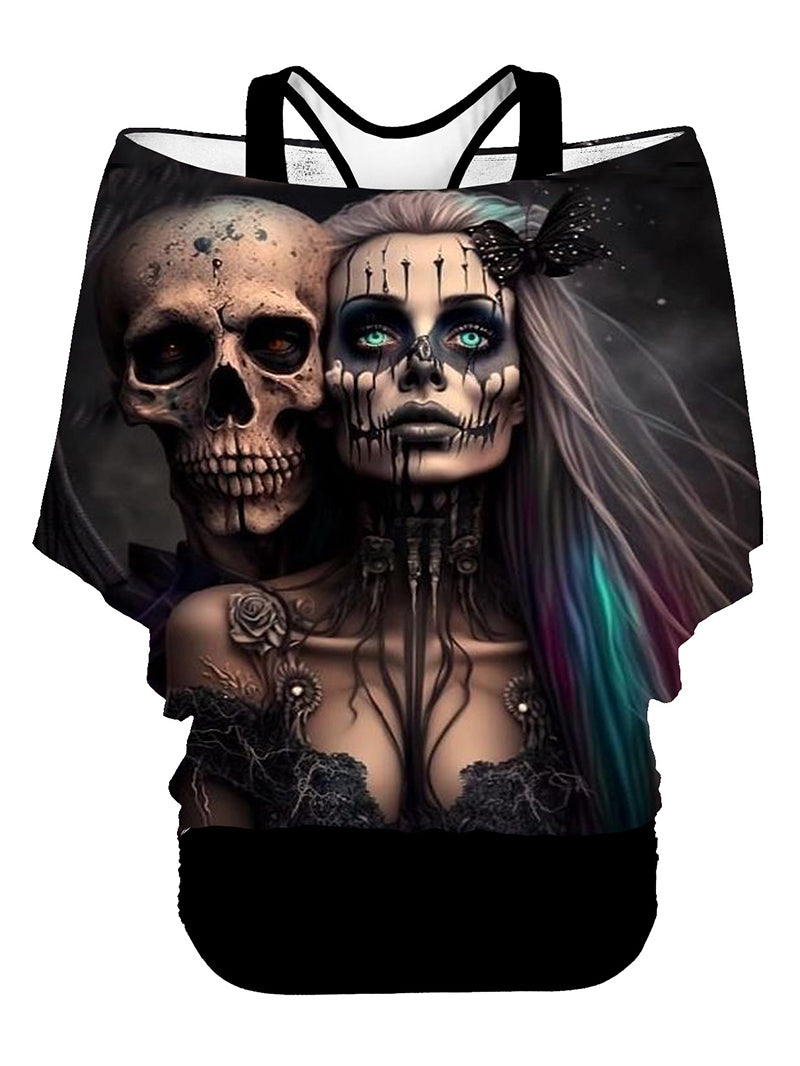 Halloween Women's Skull 3D Digital Printing Vest Top