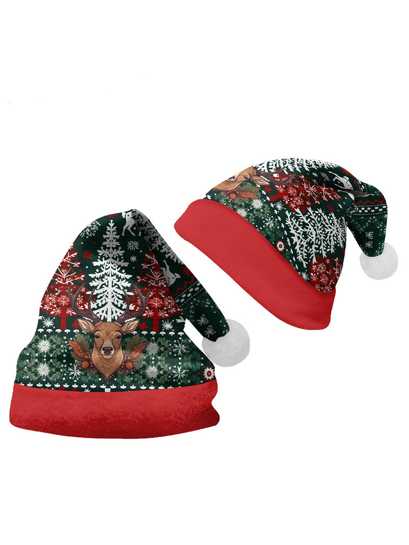 Christmas Multi-Pattern 3D Printed Cartoon Plush Christmas Hat