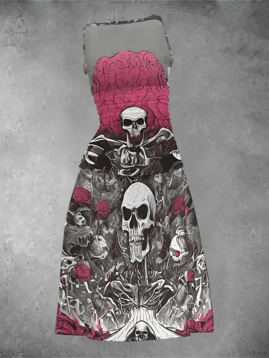 Skull Cannibal Flower Stitching Tight Vest Dress