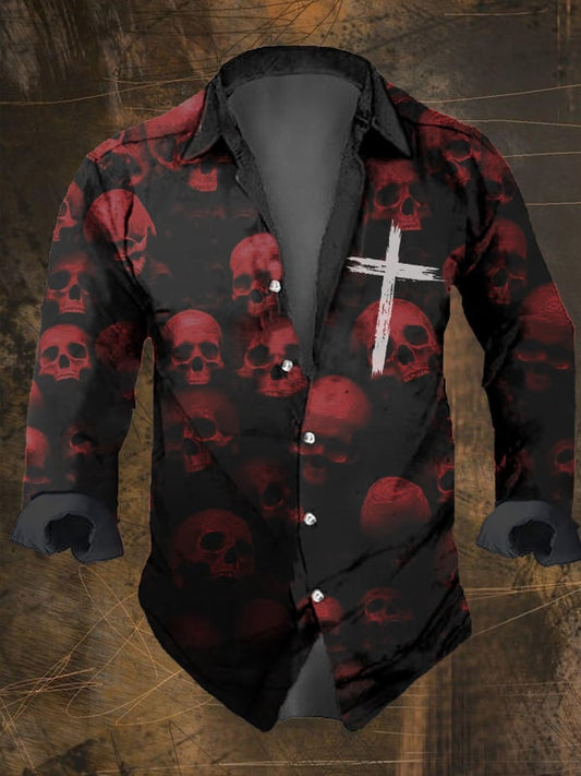 Men's Abyss Skull Head Print Long Sleeve Shirt