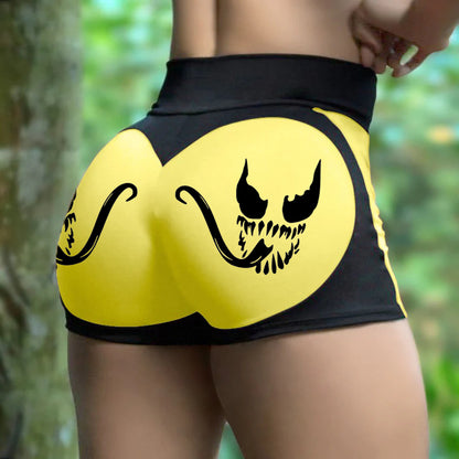 Demon Venom Face Print Contrast Color Sports Shorts