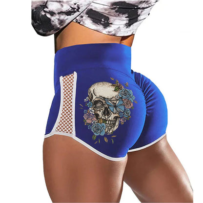 Skull Flower Particle Feeling Low-Rise Track Shorts