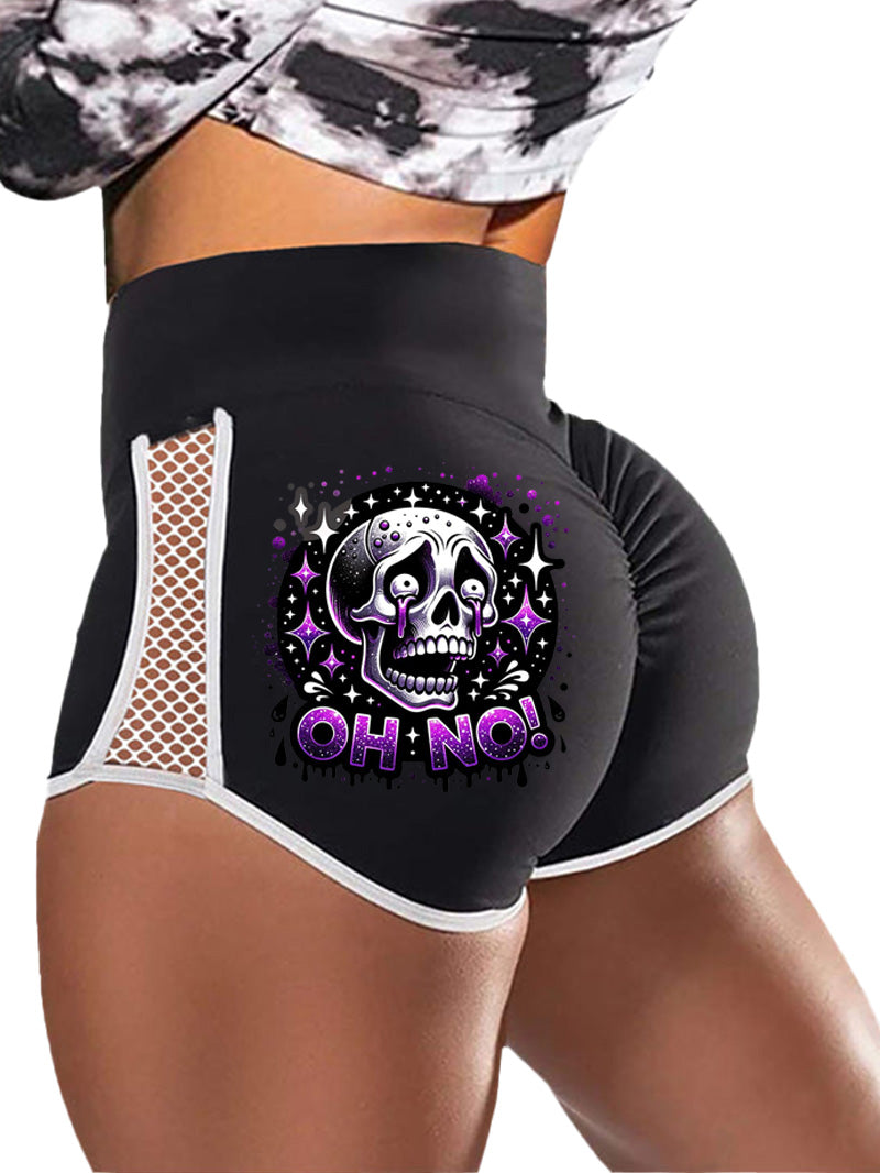 Skull Crying Print Sports Shorts