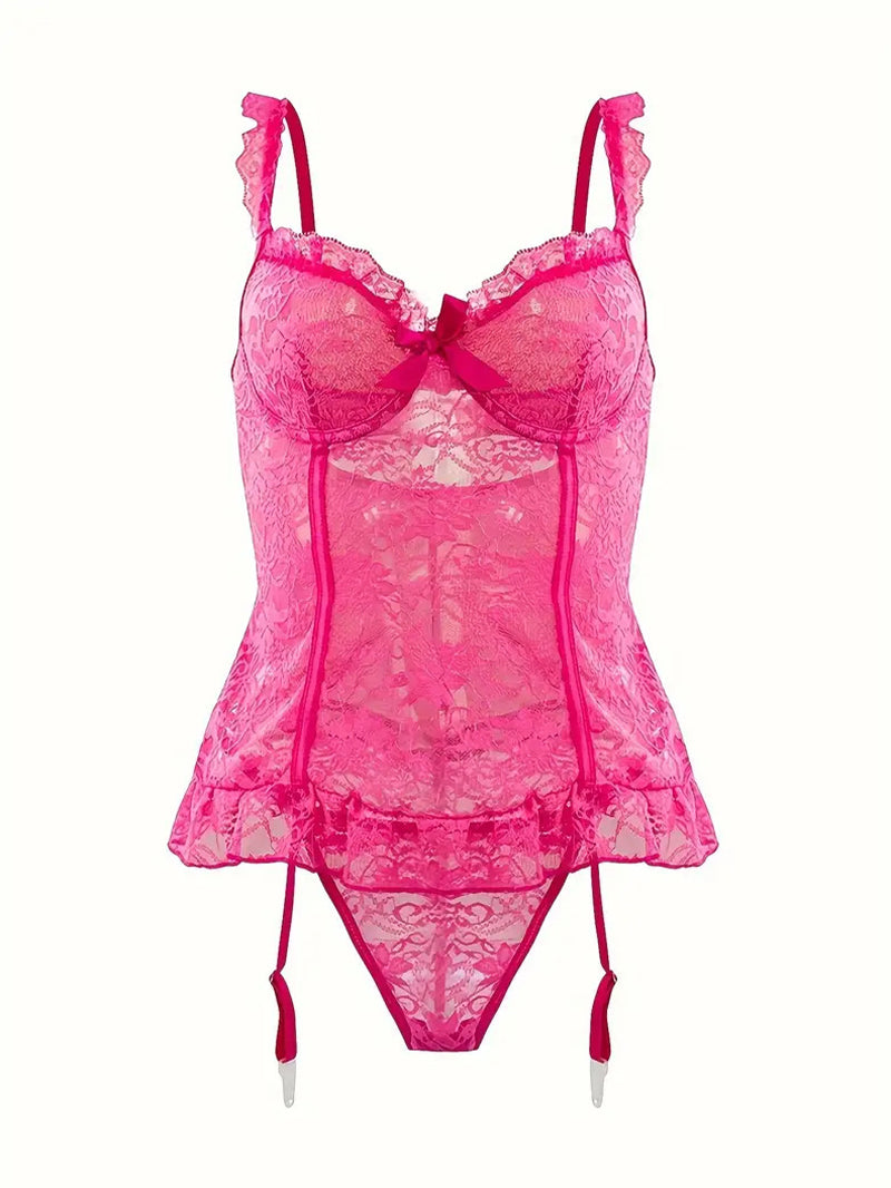 Sexy Lace Mesh Hollow-out Jumpsuit Suit