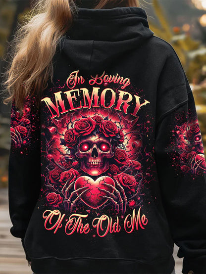 Women's Gothic Red Skull Queen Holding Heart Print Hoodie