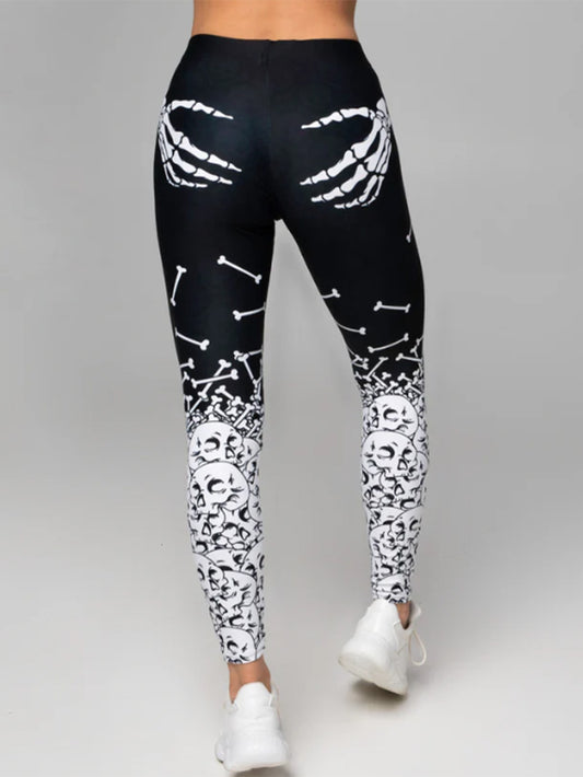 Skull Pile Printed Stretch Leggings