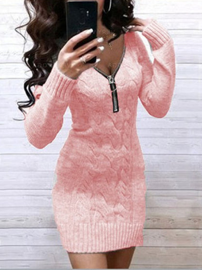 Elegant Three-Dimensional Embroidered Slim Knitwear Dress