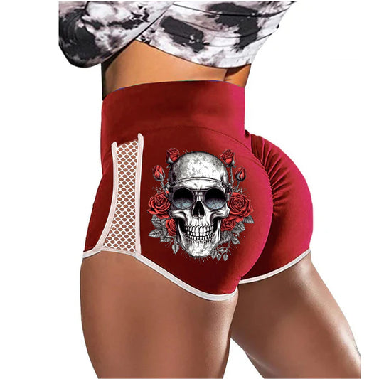 Sunglasses Skull Rose Low-Rise Track Shorts