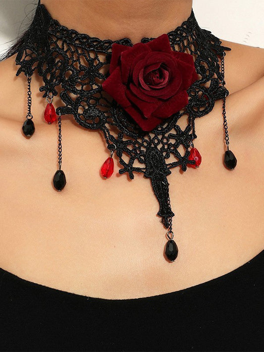 Gothic Lace Drop-Shaped Clavicle Chain Choker