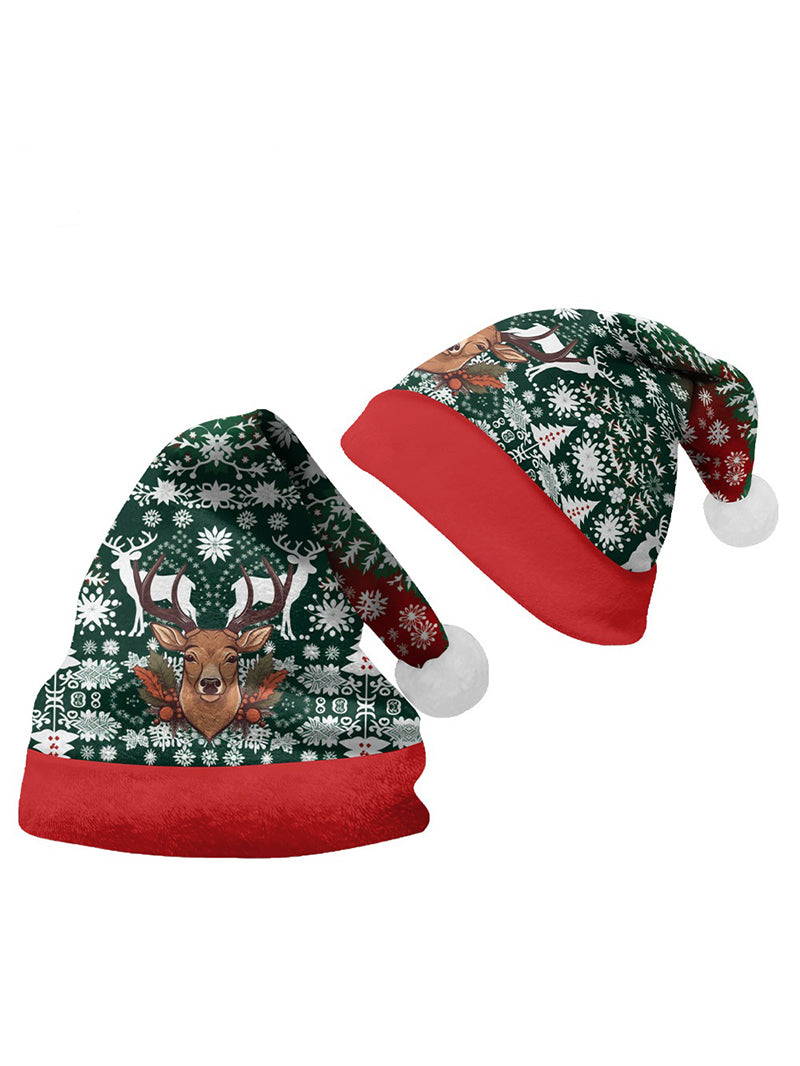 Christmas Multi-Pattern 3D Printed Cartoon Plush Christmas Hat