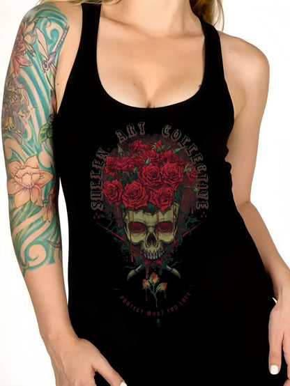 Gothic Skull Printed Sexy Vest