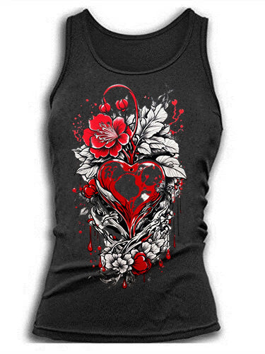 Bleeding Heart Rose Print Women Sexy Vest