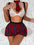 Sexy Lace Bra Cross Strap Tartan Skirt Suit