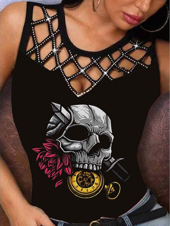 Knife Skull Print Vest