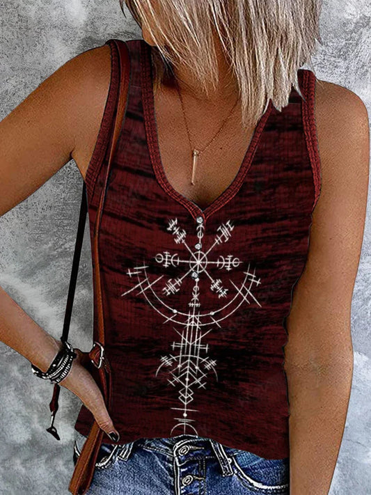 Vintage Viking Compass Print Vest