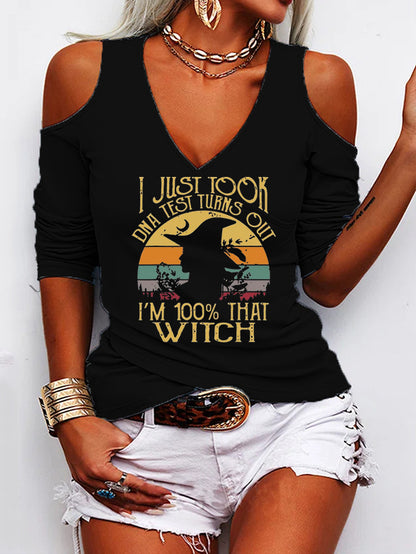 Witch V-neck off-the-Shoulder T-shirt