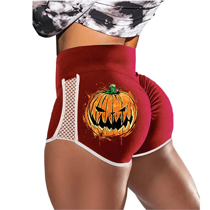 Halloween Ink Fierce Pumpkin Low-Rise Track Shorts