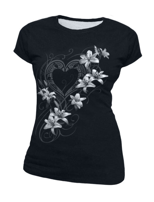 Lässiges, modisches T-Shirt mit Rundhalsausschnitt und Blumenmuster 