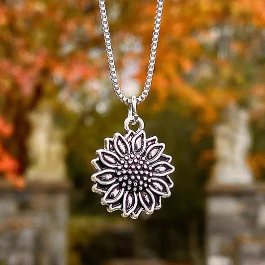 Vintage Sunflower Pendant Necklace