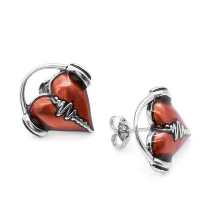 Vintage Headphone Heart Shape Ear Studs