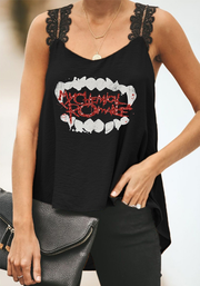 My Chemical Romance Print Irregular Spaghetti-Strap Vest