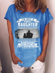 Lässiges Damen-T-Shirt mit Rundhalsausschnitt und kurzen Ärmeln und Aufdruck „Tochter“ 