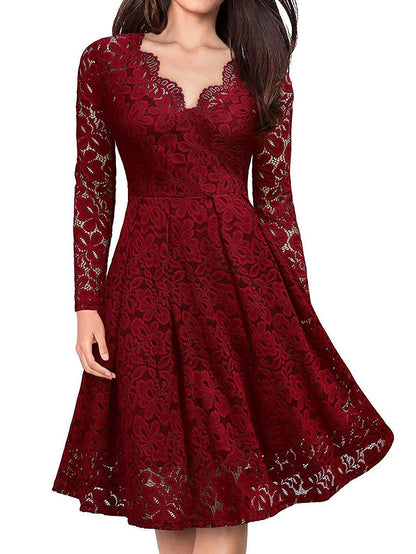 Elegant Laced V-Neck Dress