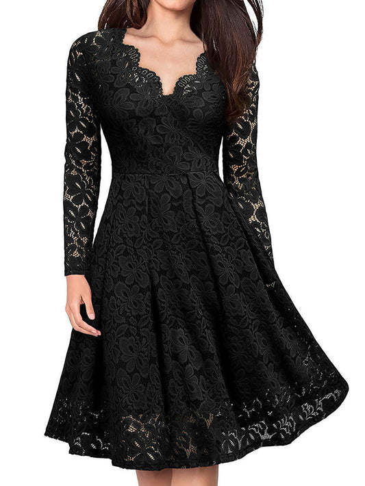 Elegant Laced V-Neck Dress