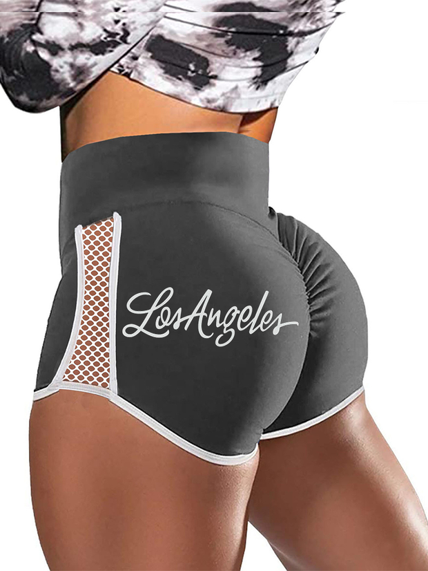 Los Angeles Printed Sexy Hollow out Stitching Shorts